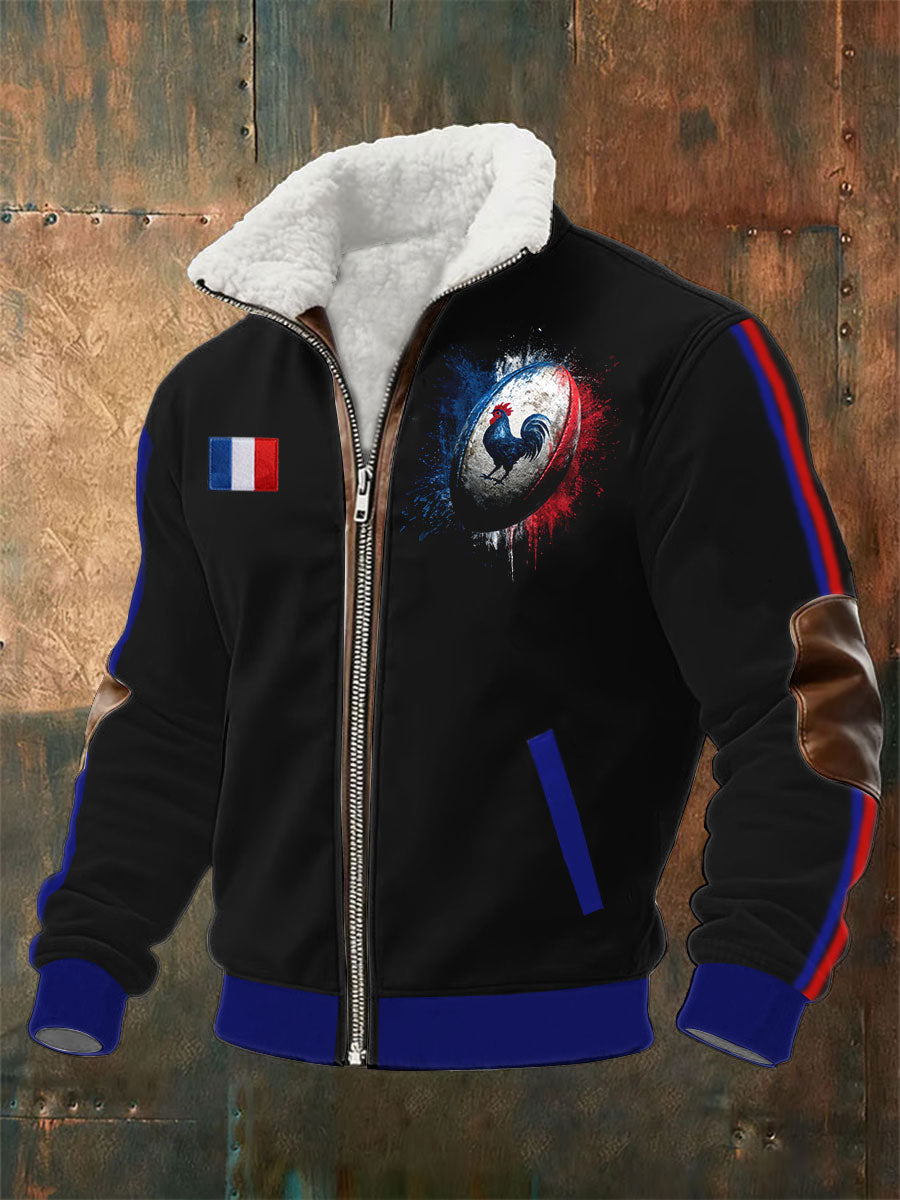 Chemise à col montant France Rugby Plush Homme