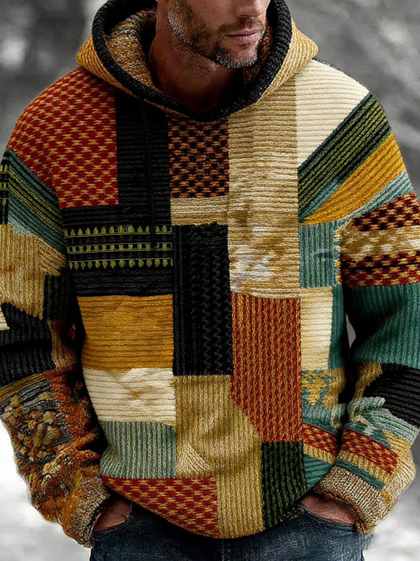 Sweat à capuche géométrique Art Homme