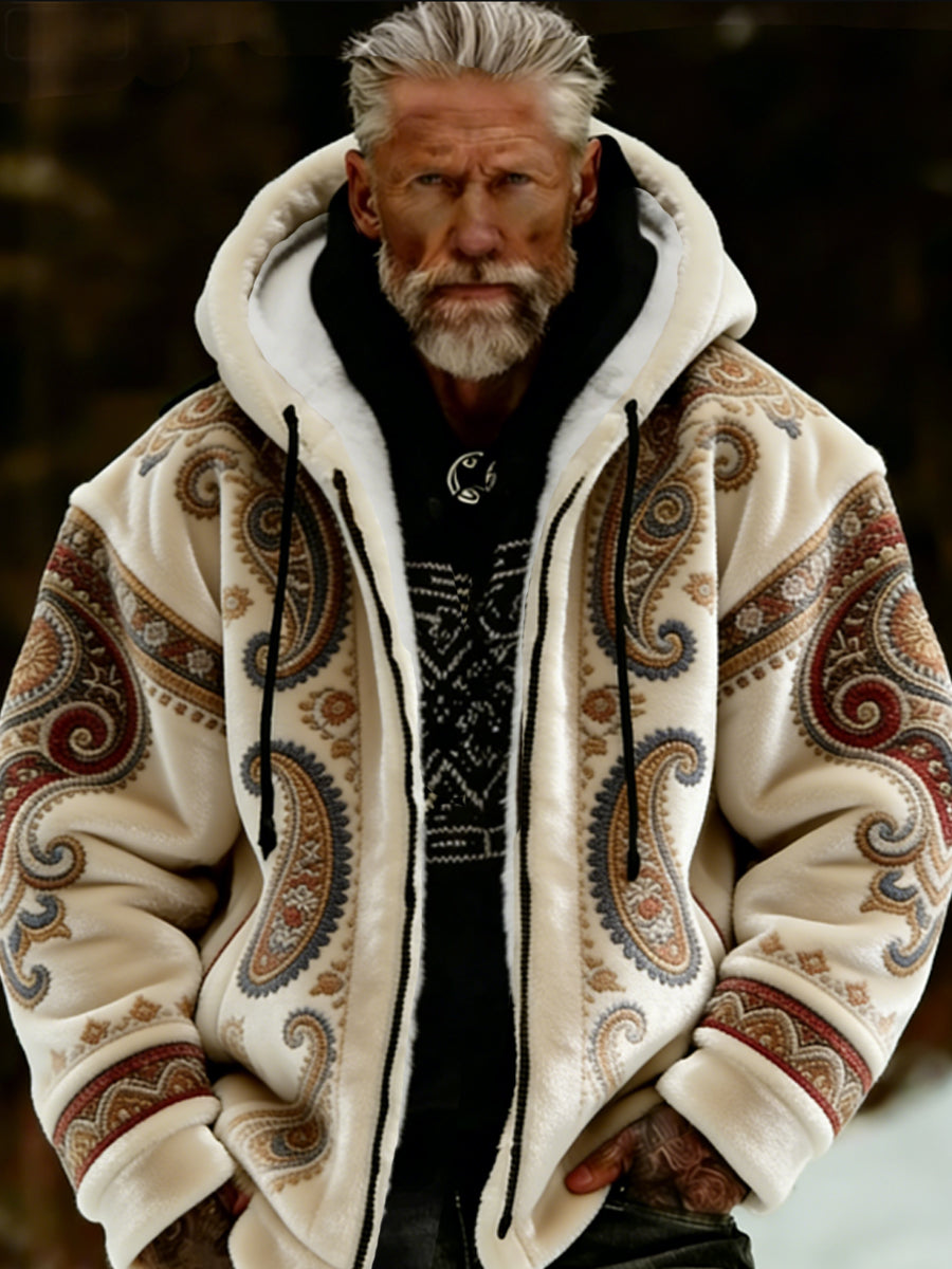 Veste à capuche zippée chaude confortable en peluche Viking Celtic Art pour hommes