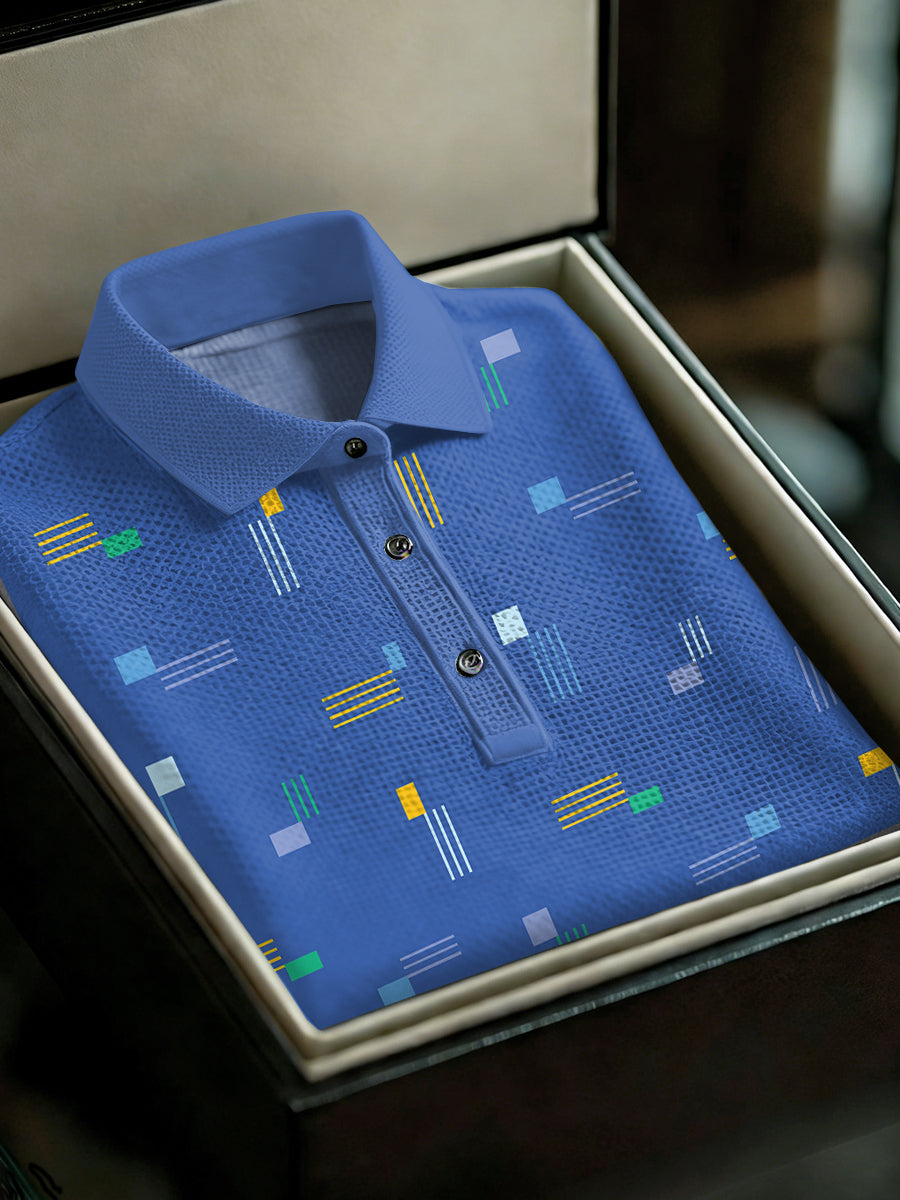 Polo décontracté imprimé de style d'affaires vintage pour hommes