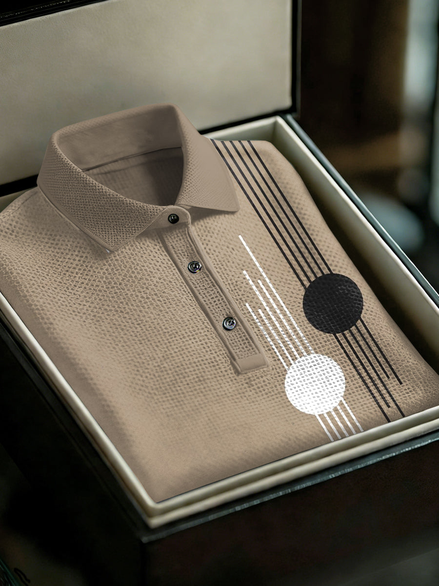Polo décontracté imprimé de style d'affaires vintage pour hommes