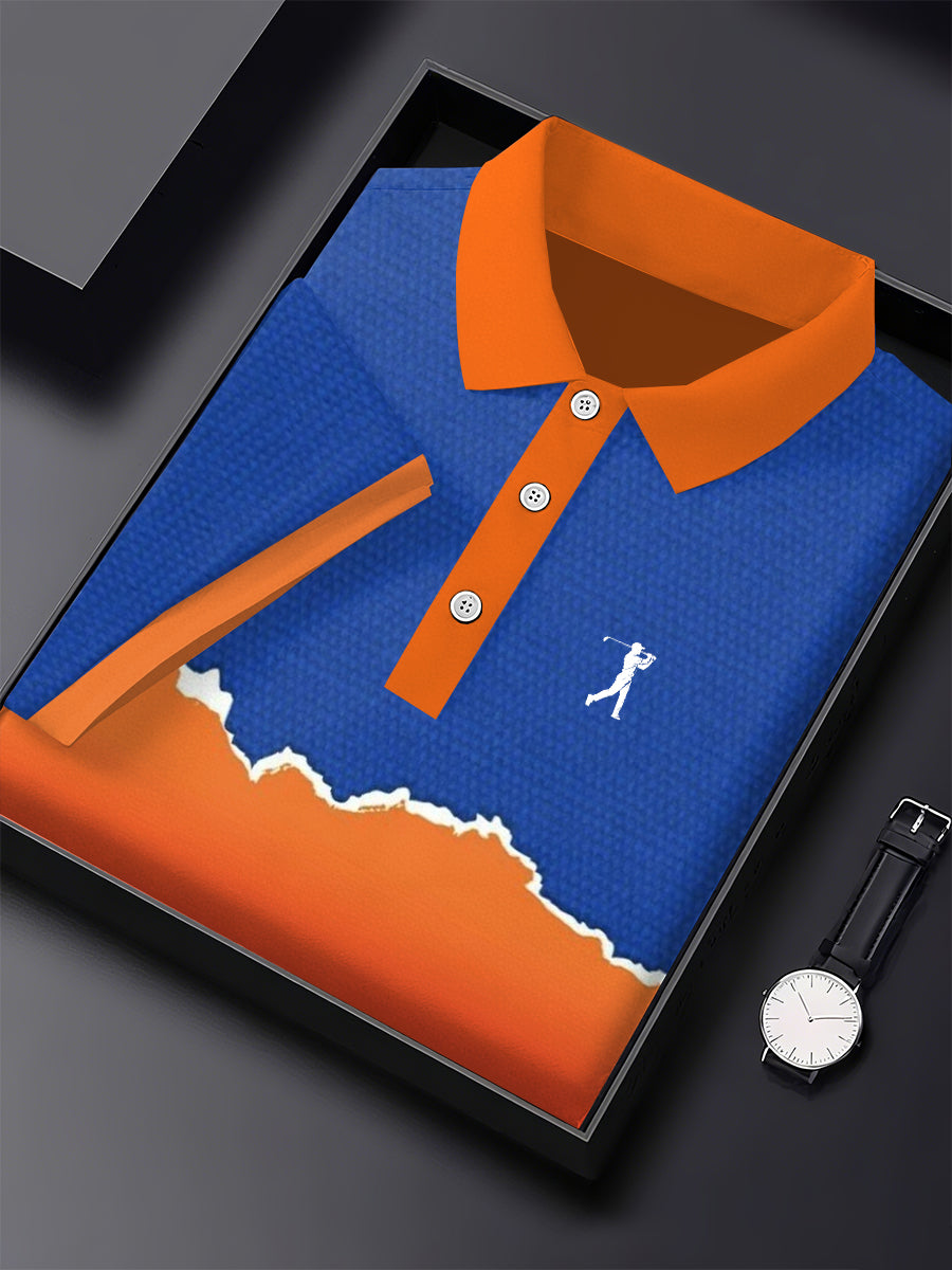 Polo décontracté imprimé de style d'affaires vintage pour hommes
