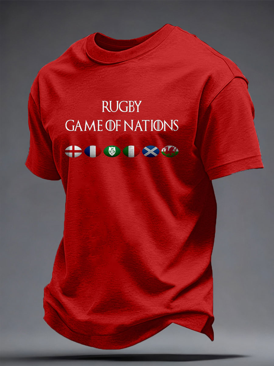 T-shirt imprimé pour hommes Rugby Lover Game of Nations