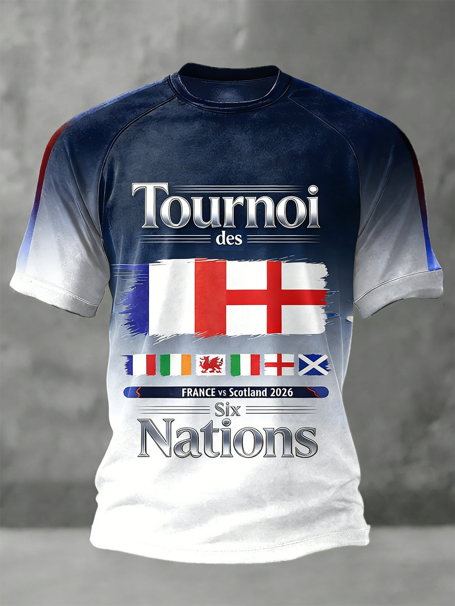 T-shirt en jersey imprimé France vs Angleterre Rugby Six Nations pour homme