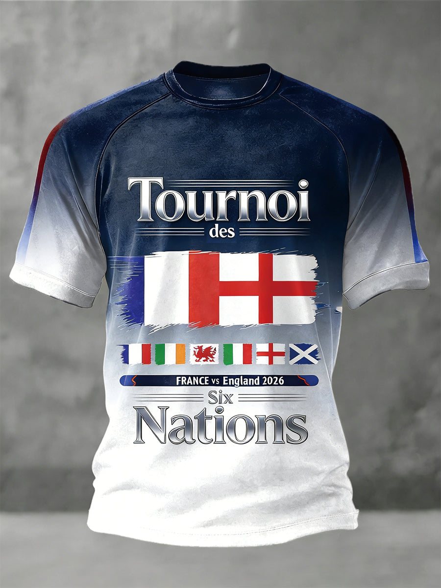T-shirt en jersey imprimé France vs Angleterre Rugby Six Nations pour homme