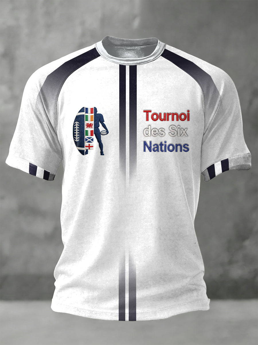 T-shirt en jersey brodé 2026 Six Nations Rugby Championship pour homme