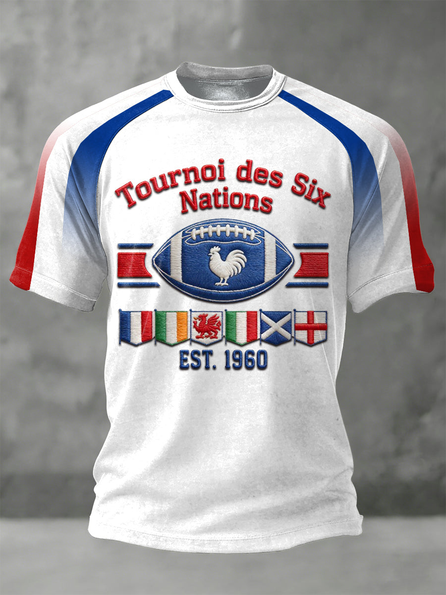 T-shirt en jersey à imprimé dégradé 2026 Six Nations Rugby Championship pour homme
