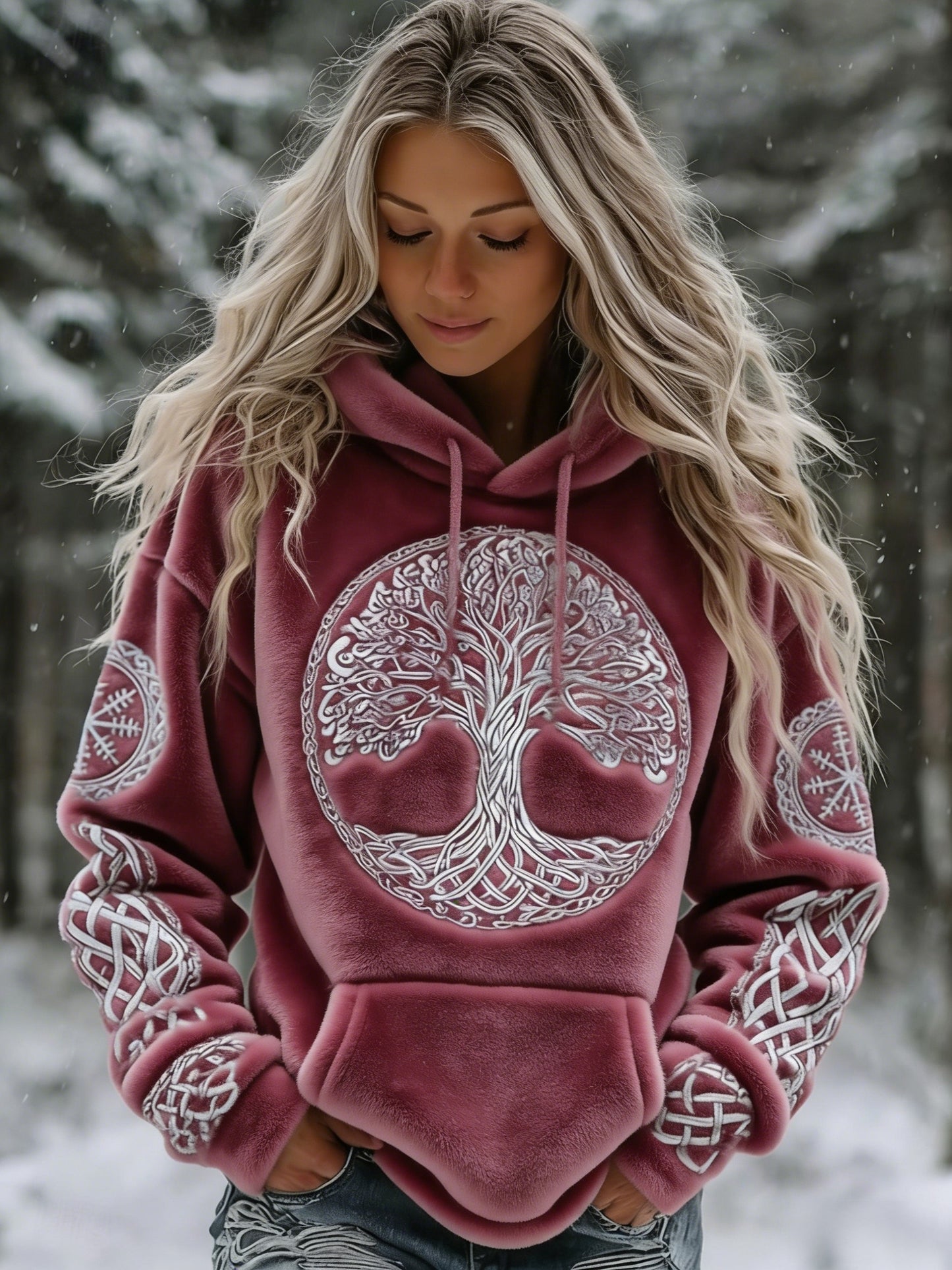 Vintage Viking Celtic Knot Tree Of Life Sweat-shirt décontracté en flanelle pour femme