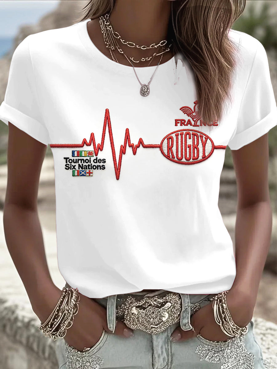 T-Shirt Femme French Rugby Six Nations Blanc