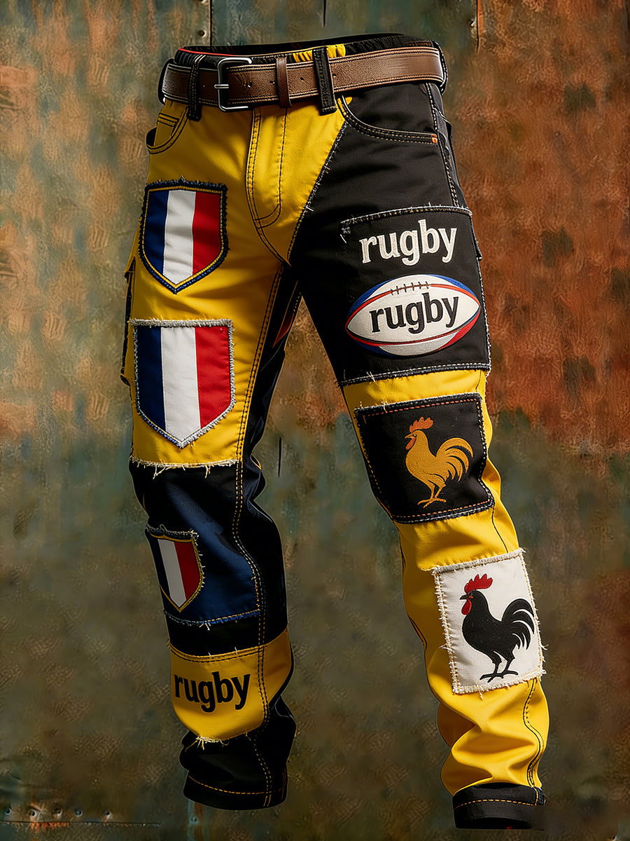 Pantalon de travail décontracté et confortable de style de rugby français rétro pour hommes