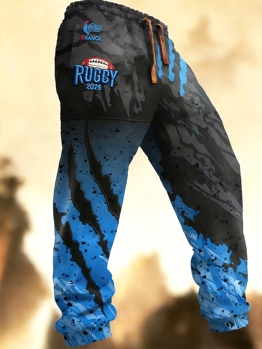 Pantalon de survêtement décontracté imprimé pour le rugby français masculin 2026