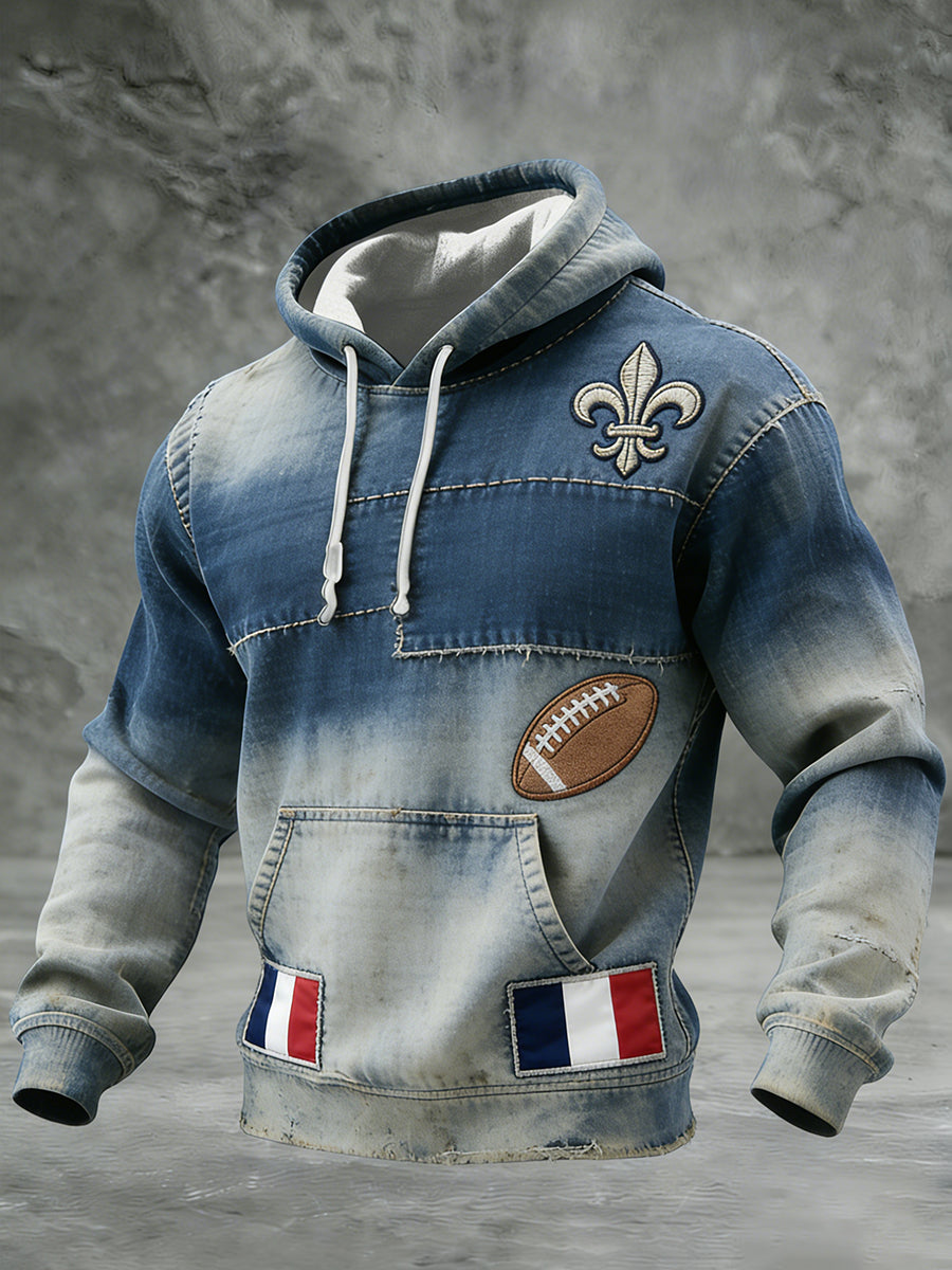 Sweat-shirt décontracté rétro à capuche en maille gaufre, confortable, de style français
