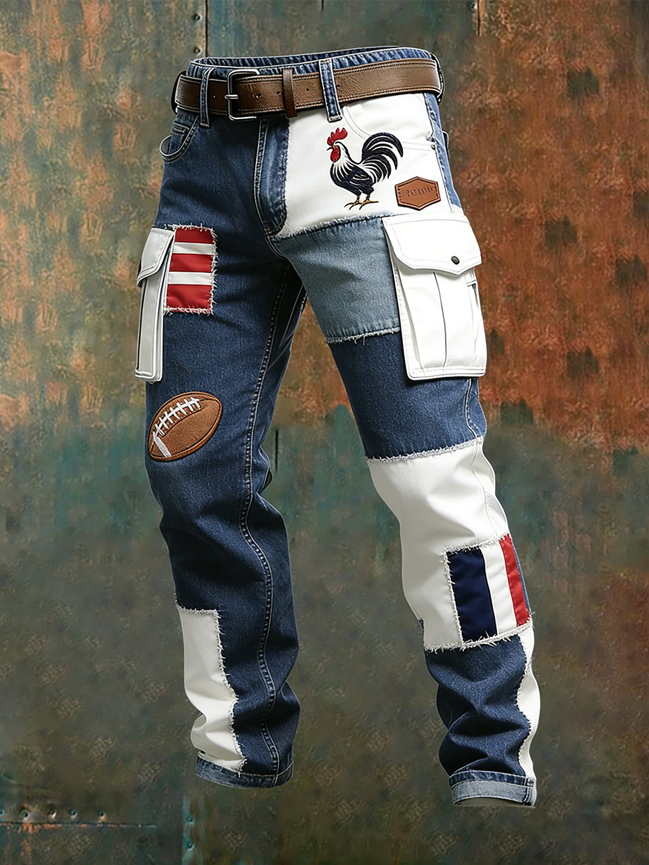 Pantalon cargo décontracté et confortable de style rétro français pour le rugby
