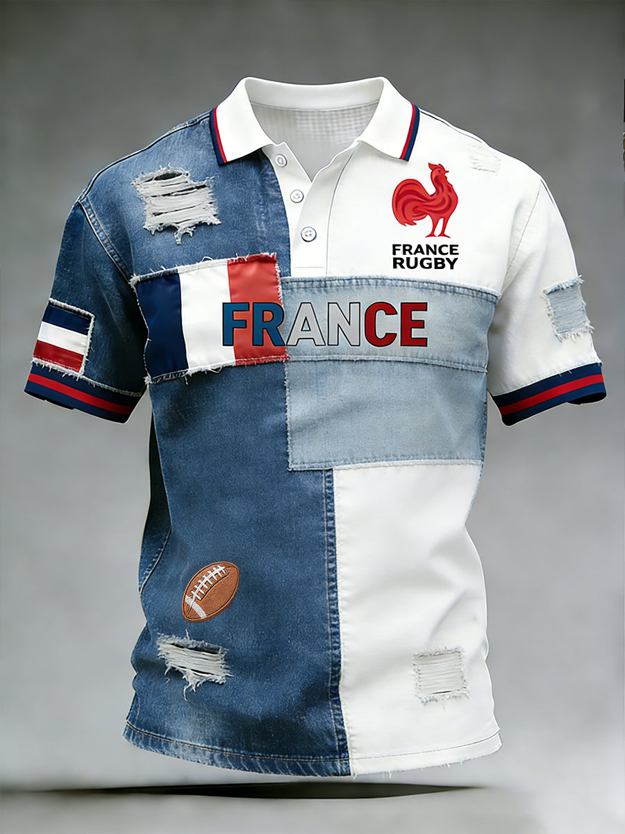 Polo Décontracté Rétro Style Rugby Français