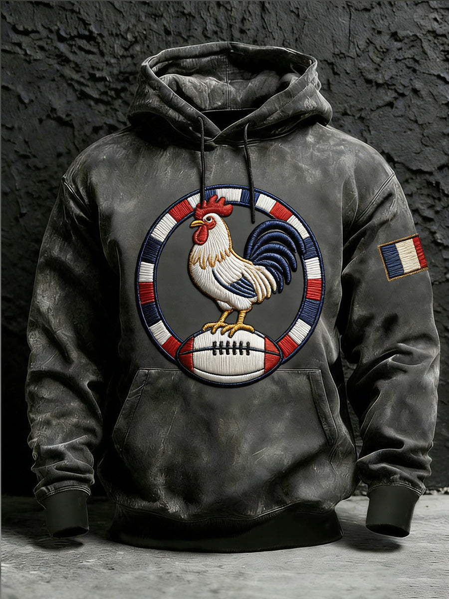 Sweat à capuche décontracté et confortable de style rugby français rétro