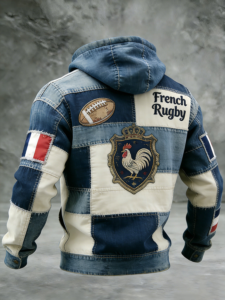 Sweat à capuche décontracté et confortable de style rugby français rétro