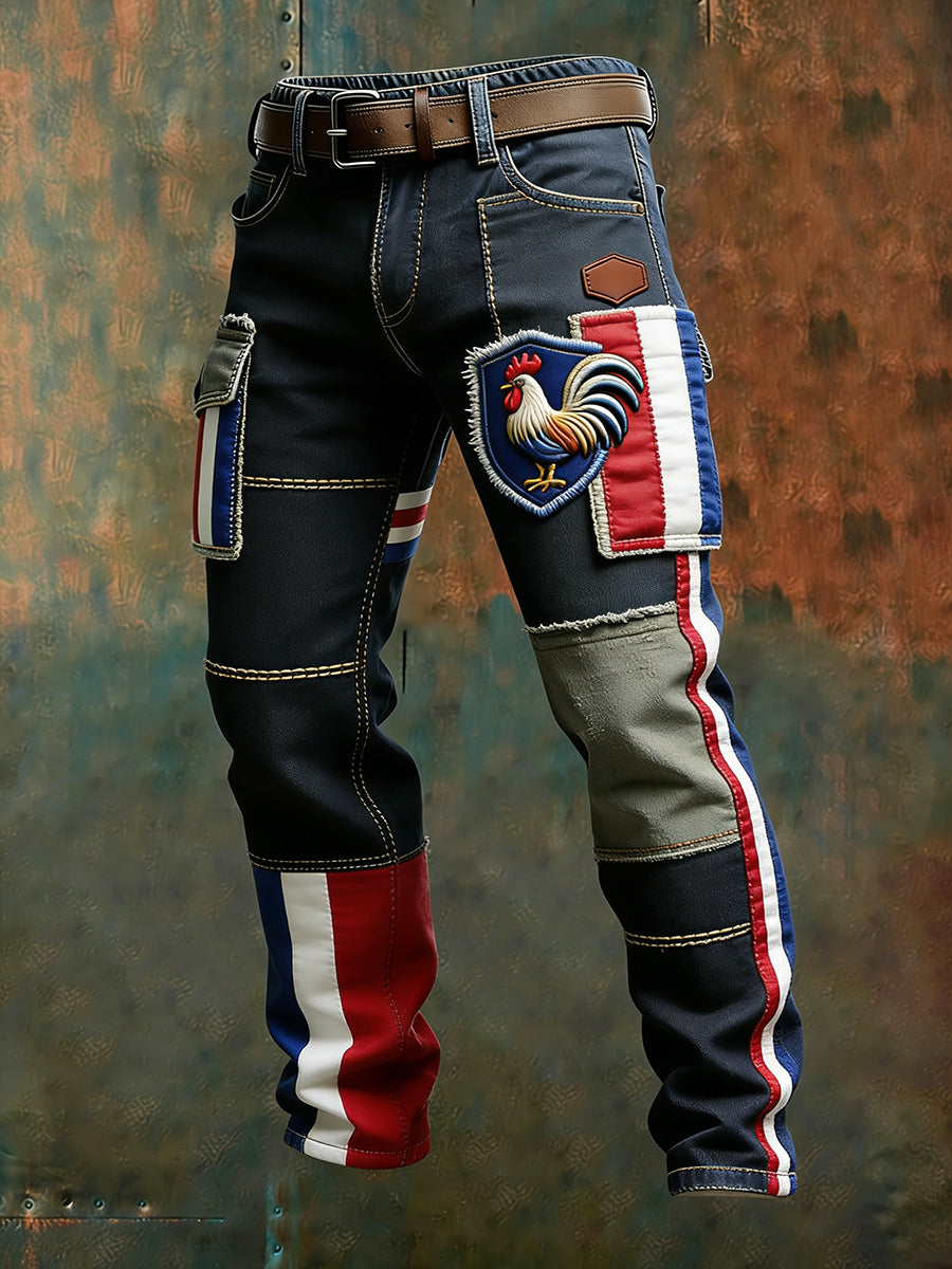 Pantalon de travail décontracté rétro de rugby français pour hommes