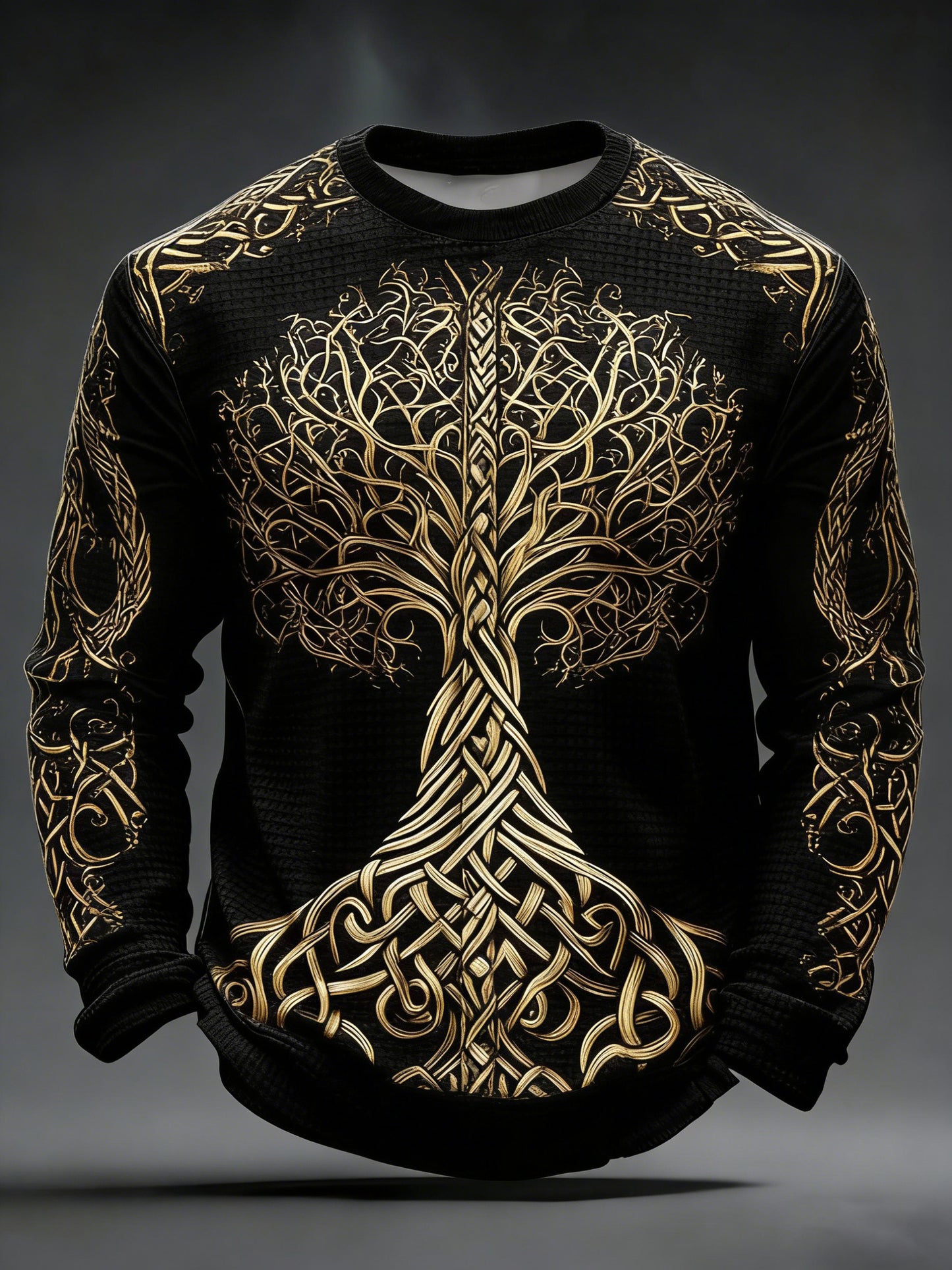 Viking Imprimé Waffle Sweat-shirt à manches longues pour hommes