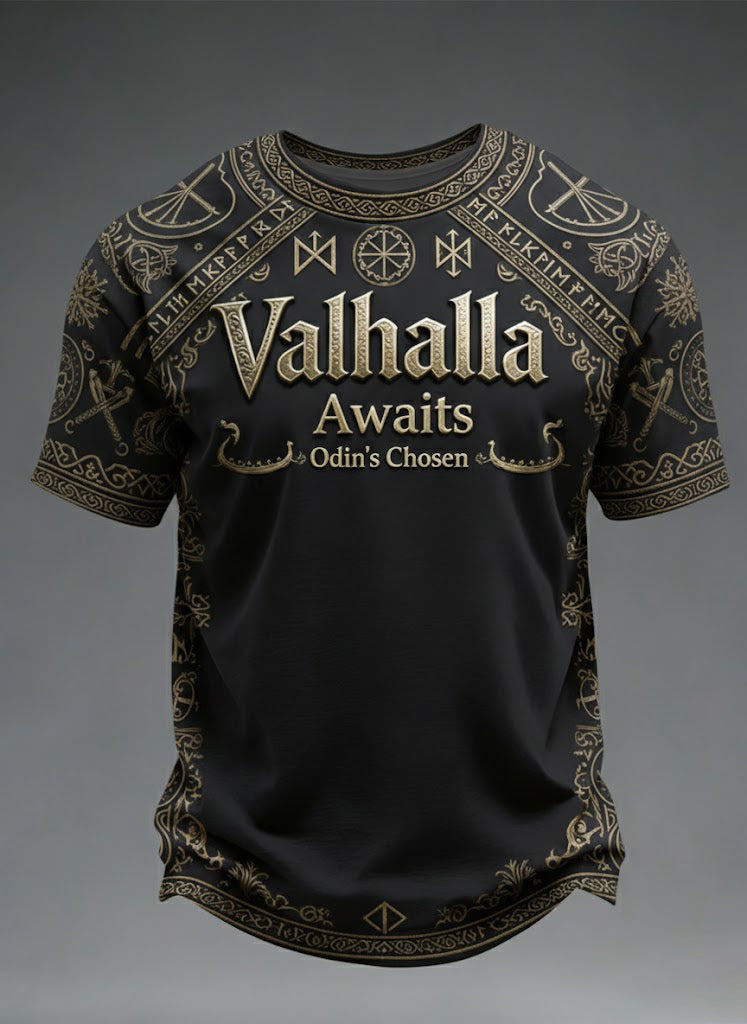 T-shirt imprimé Valhalla Awaits Viking Homme