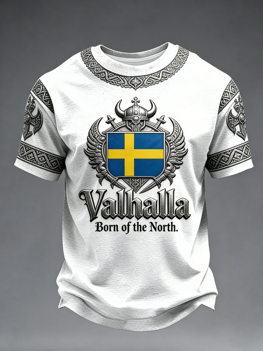 T-shirt à imprimé viking suédois pour hommes