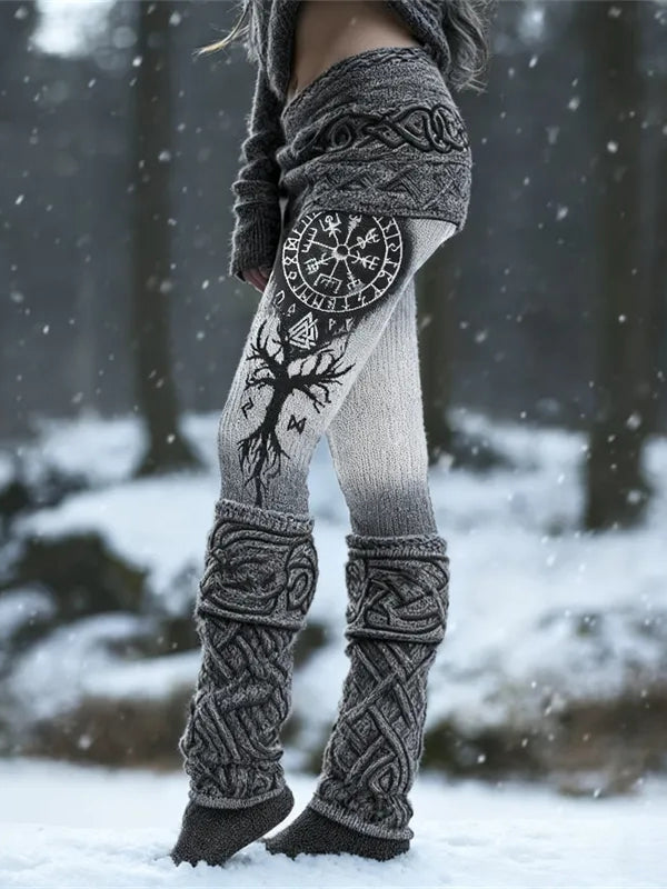 Femmes Viking Runes Celtic Knot Arbre De Vie Gradient Sport Stretch Leggings