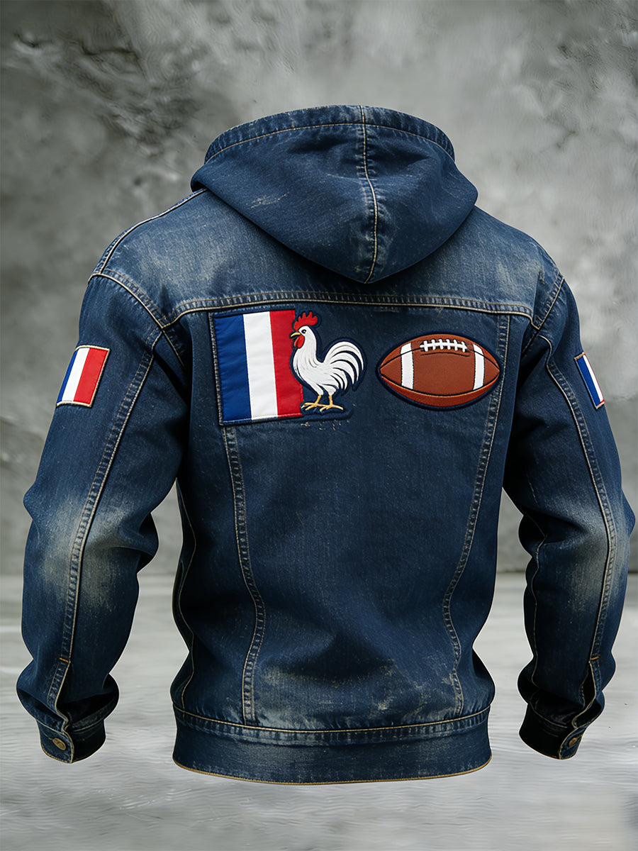 Sweat à capuche décontracté et confortable de style rugby français rétro