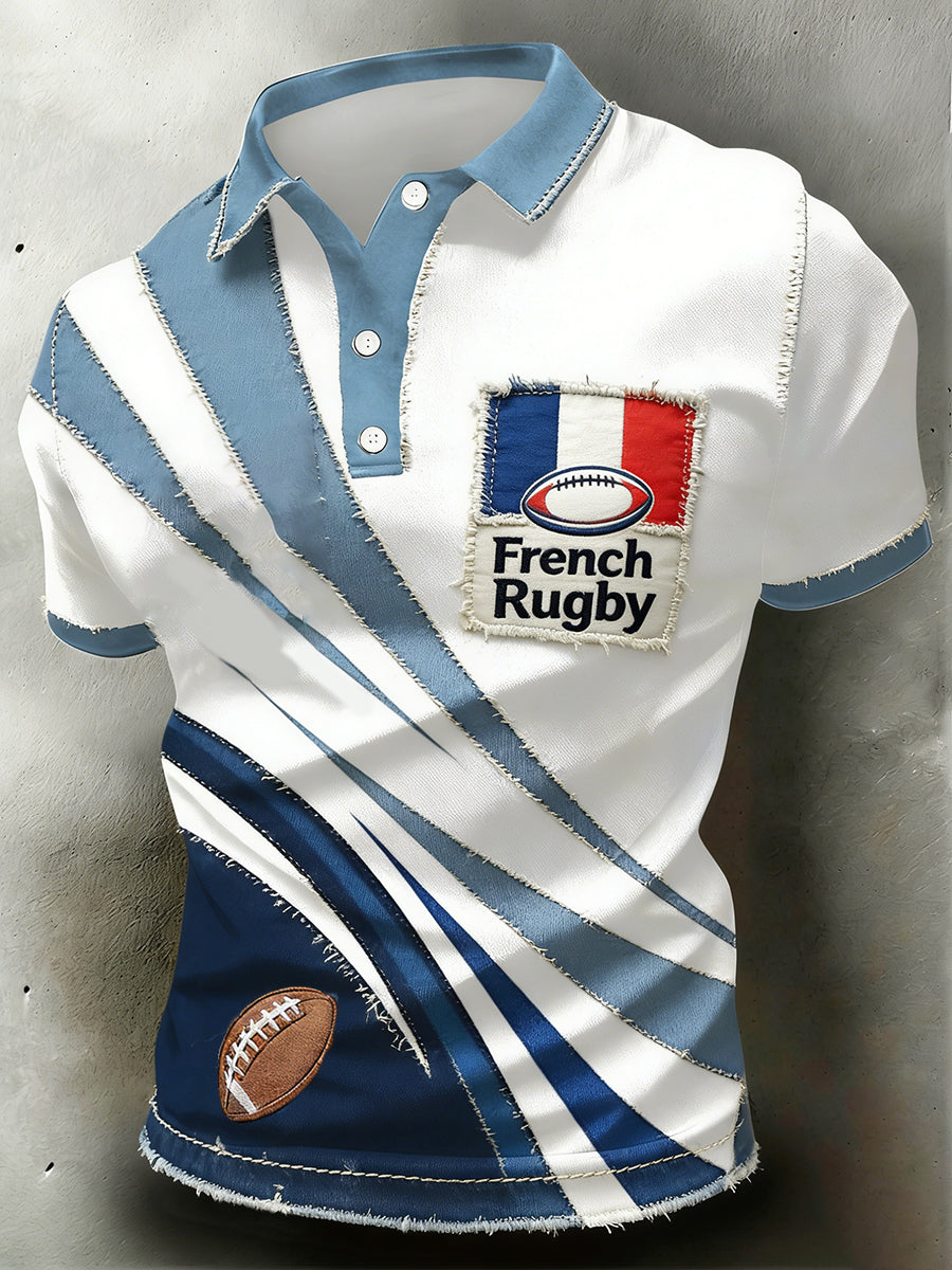 Polo Décontracté Rétro Style Rugby Français