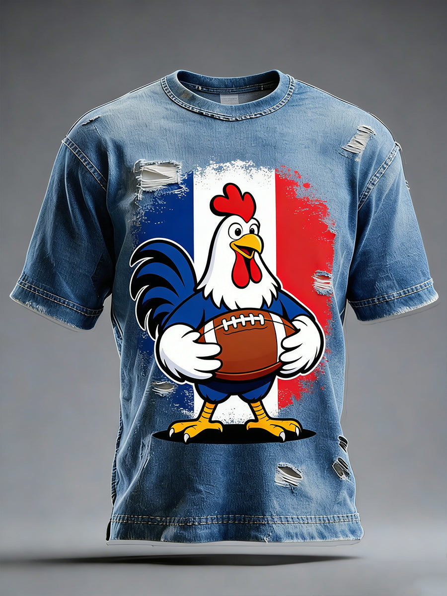 T-shirt décontracté style rugby rétro français