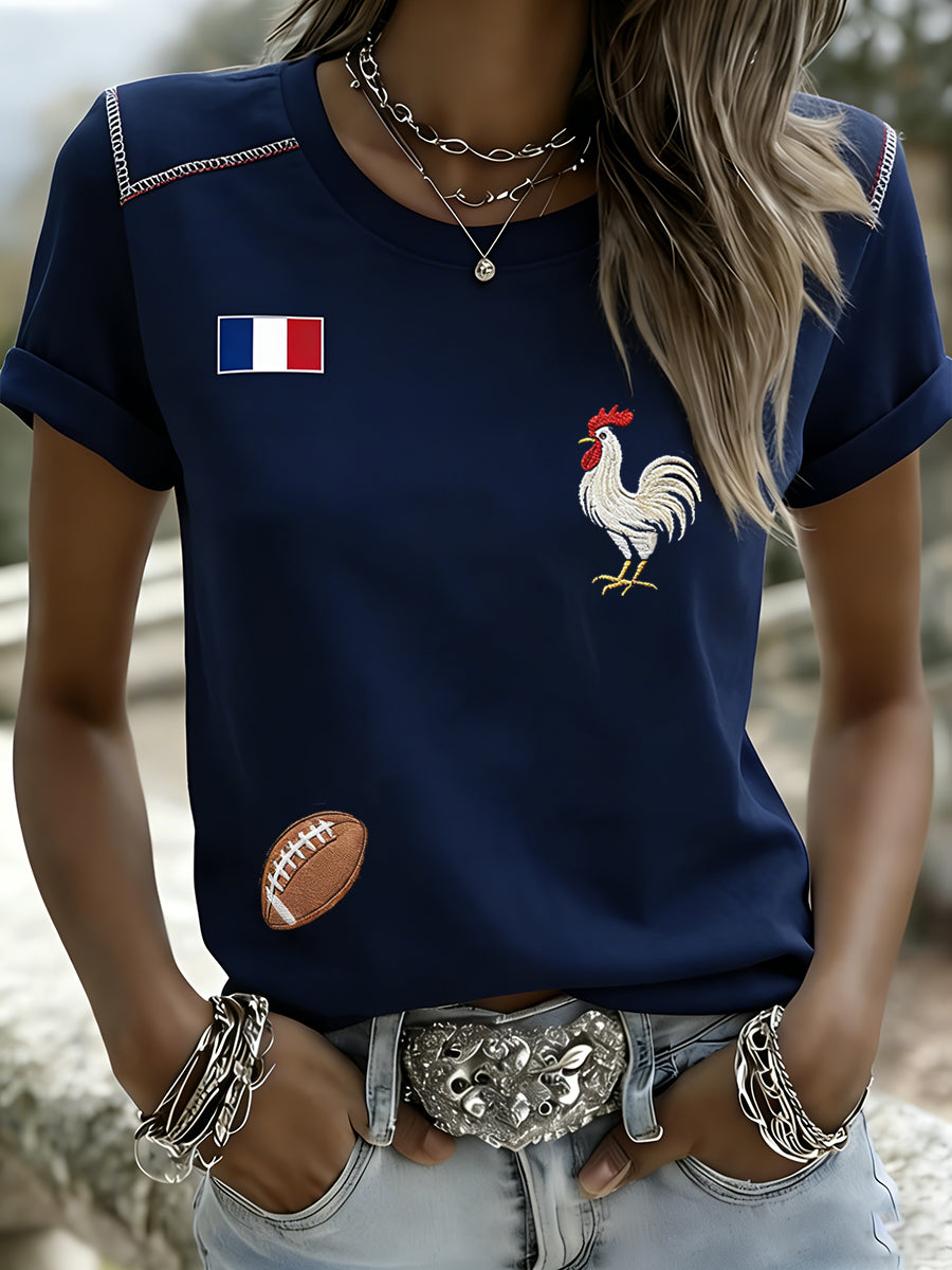 Rétro Français Rugby Casual T-shirt confortable