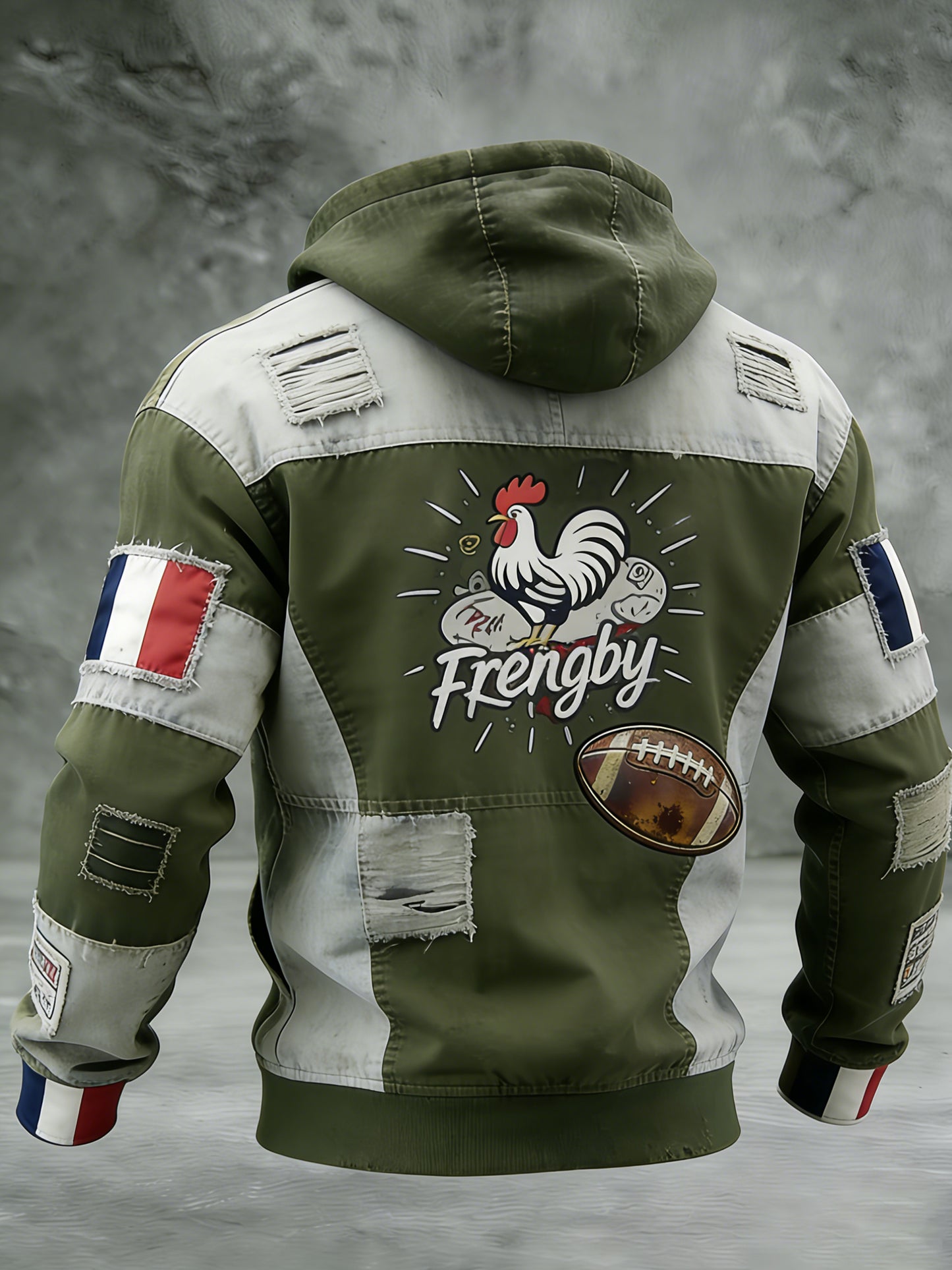 Sweat à capuche rétro gaufré décontracté français
