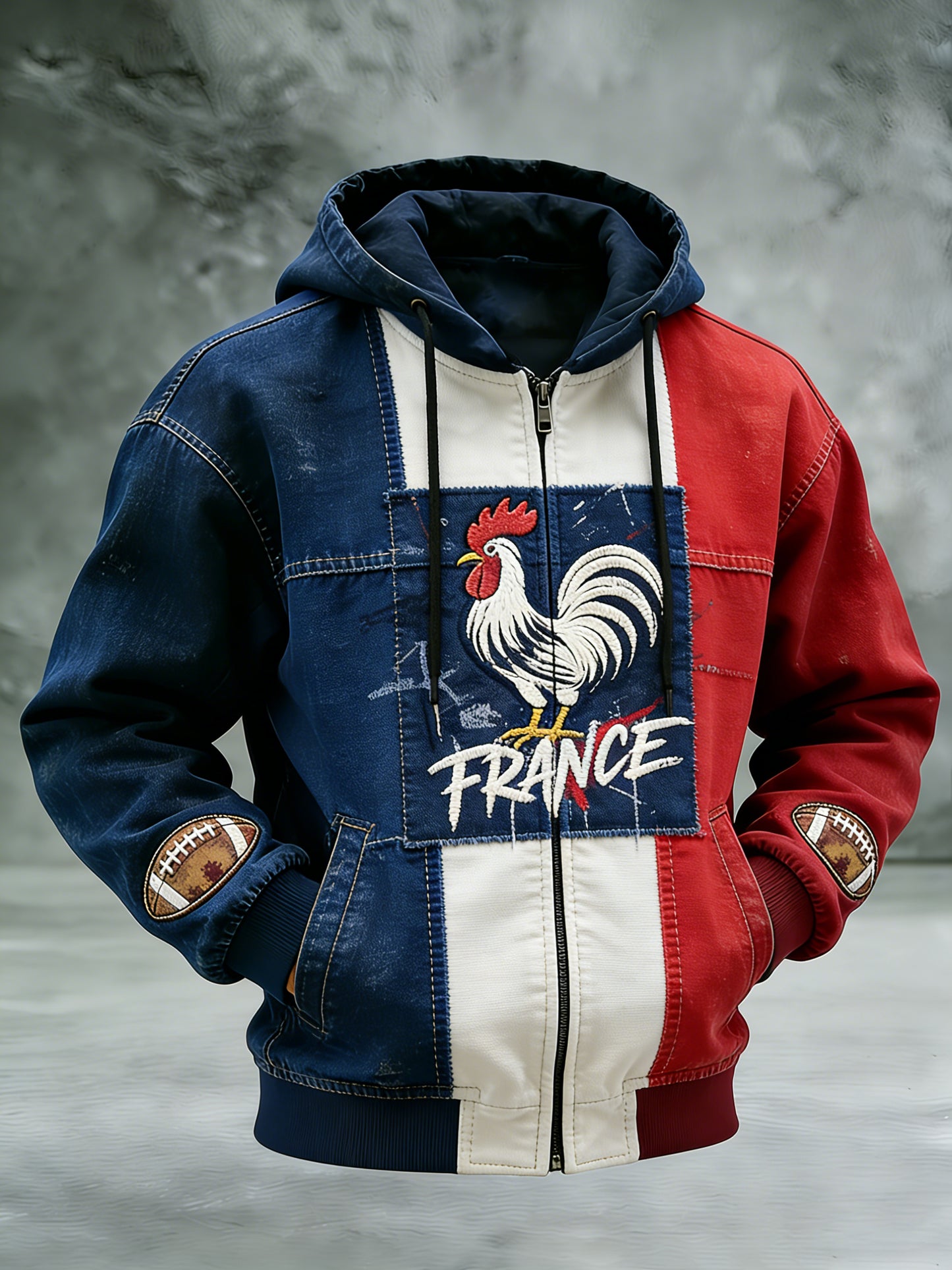 Veste à capuche décontractée rétro de rugby français