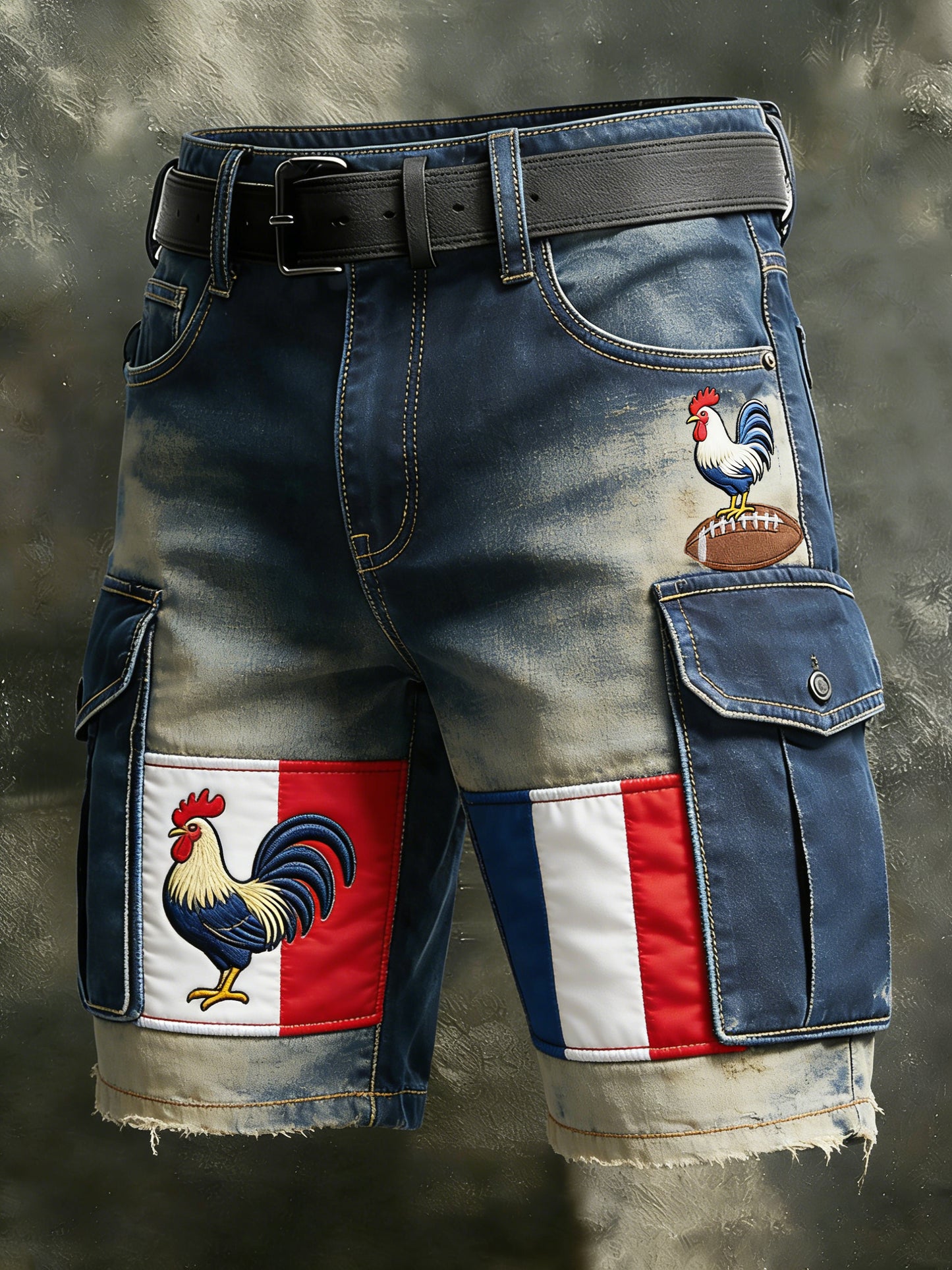 Pantalon cargo décontracté et confortable rétro de style rugby français