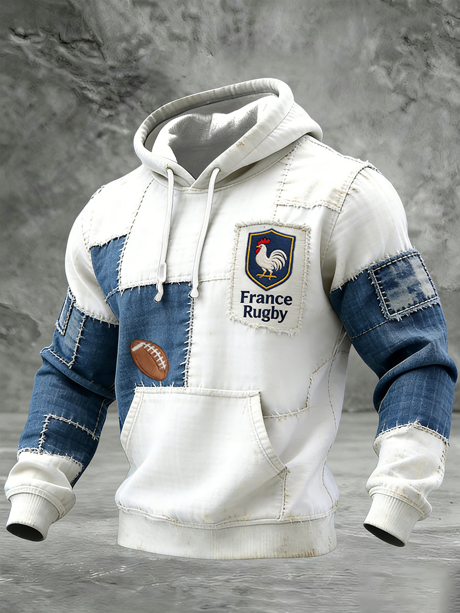 Sweat-shirt confortable et décontracté de style rugby français rétro