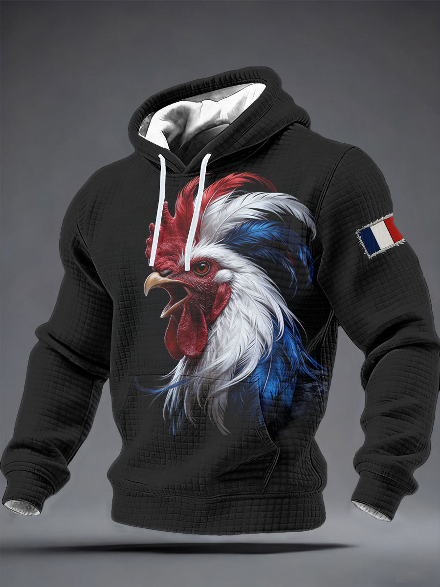 Sweat à capuche en coton à carreaux France Rugby pour homme