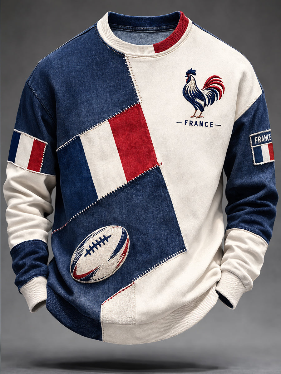 Sweat-shirt confortable à thème rugby français rétro