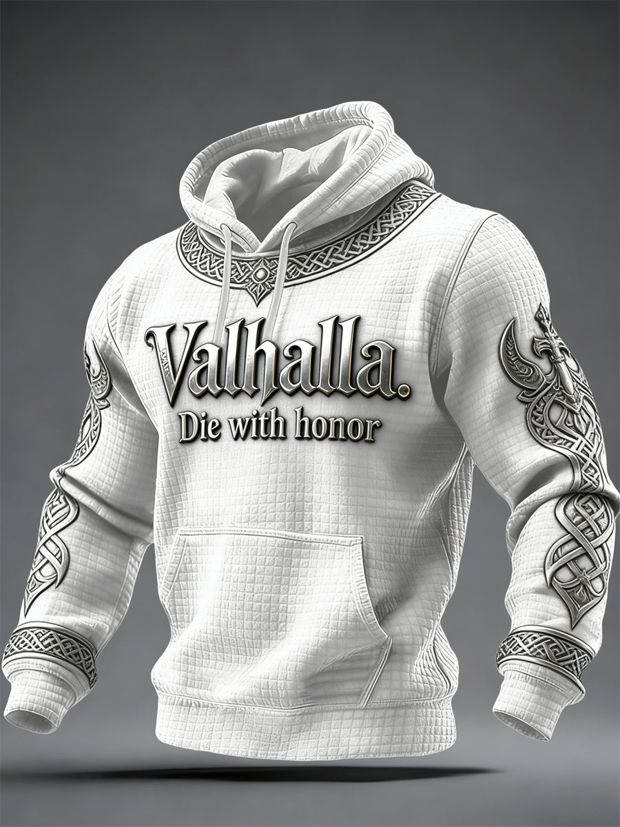 Sweat à capuche imprimé style viking Valhalla pour hommes