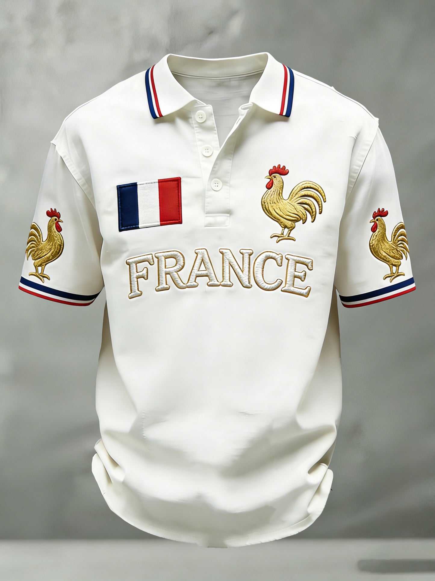 Polo imprimé d’art pour fans de football français pour hommes
