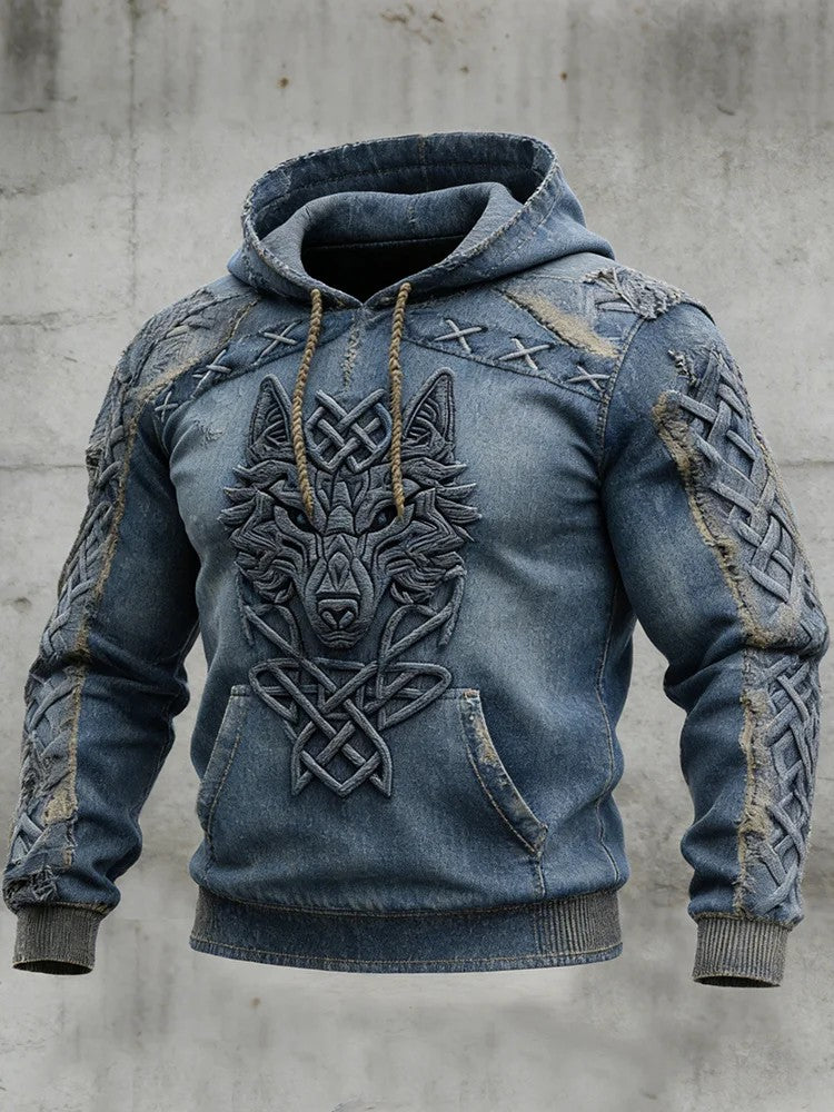 Sweat à capuche imprimé viking pour hommes