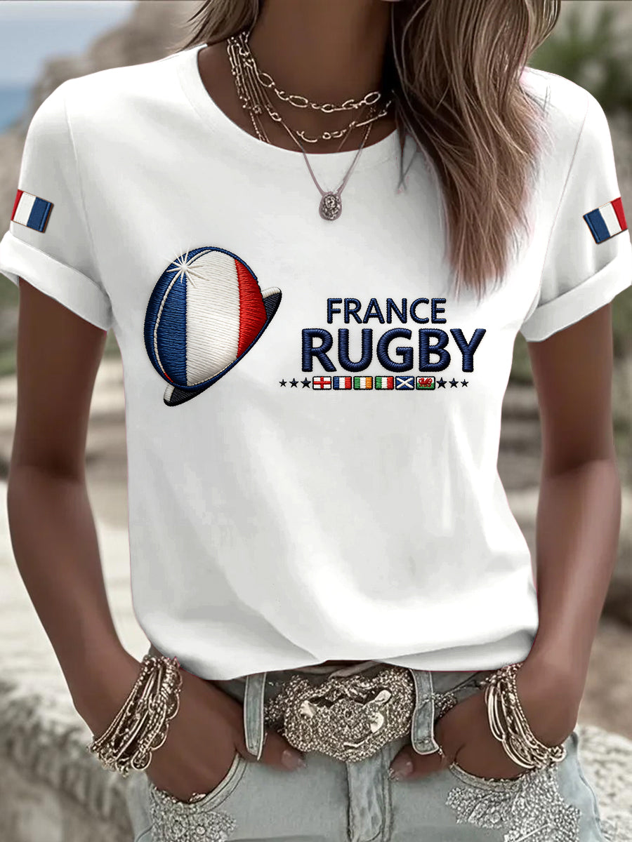 T-shirt Décontracté Femme French Rugby Six Nations Blanc