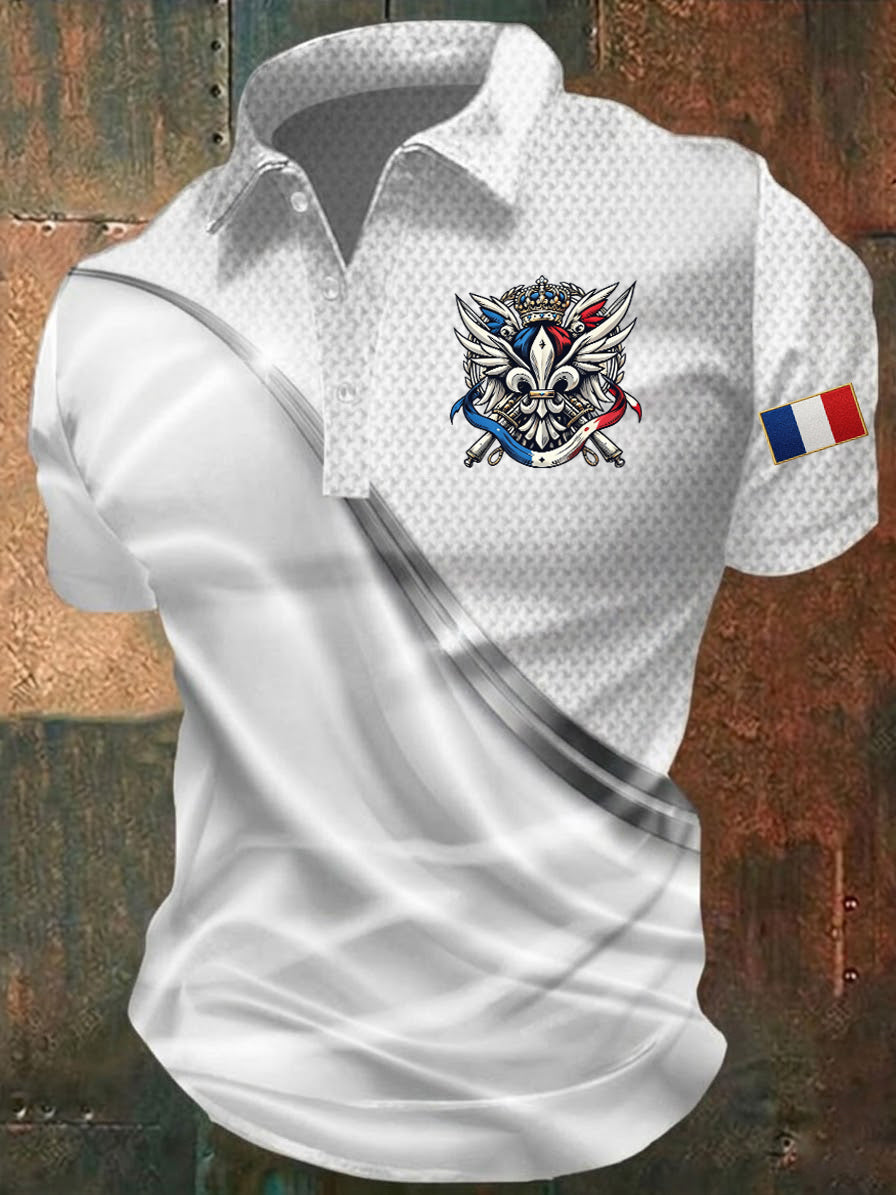 Chemise imprimée pour hommes, Jour de la Victoire européenne en France