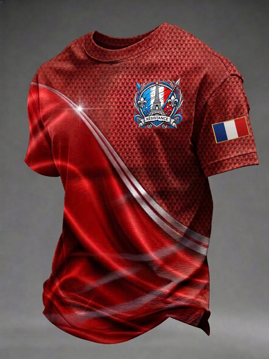 T-shirt imprimé pour hommes, Jour de la Victoire européenne en France