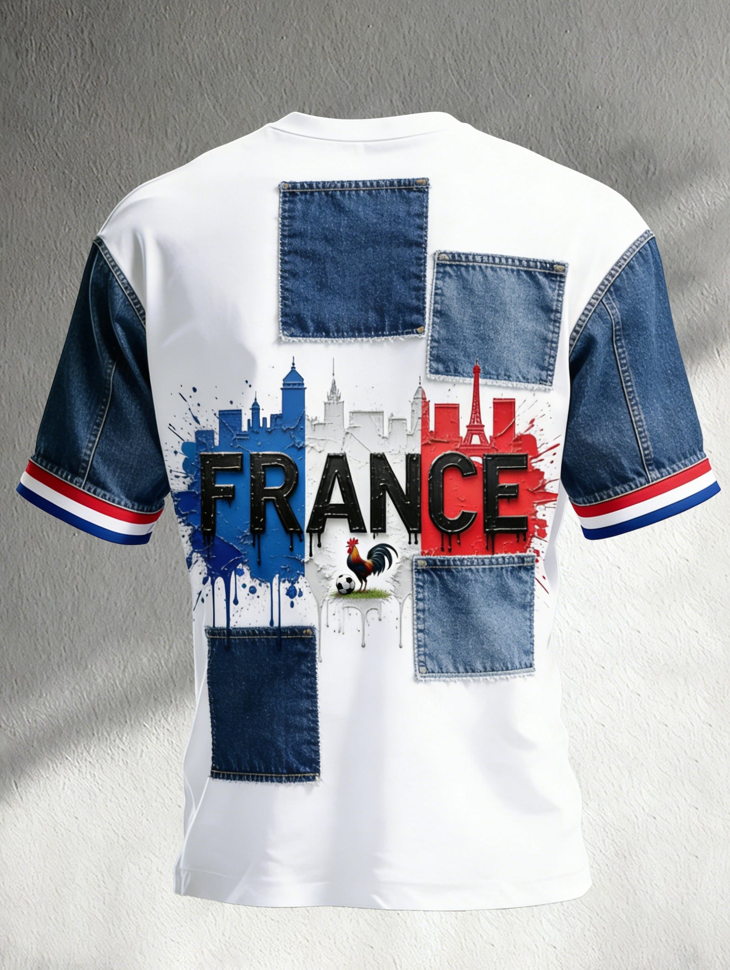 T-shirt de fan de football français pour hommes avec impression artistique