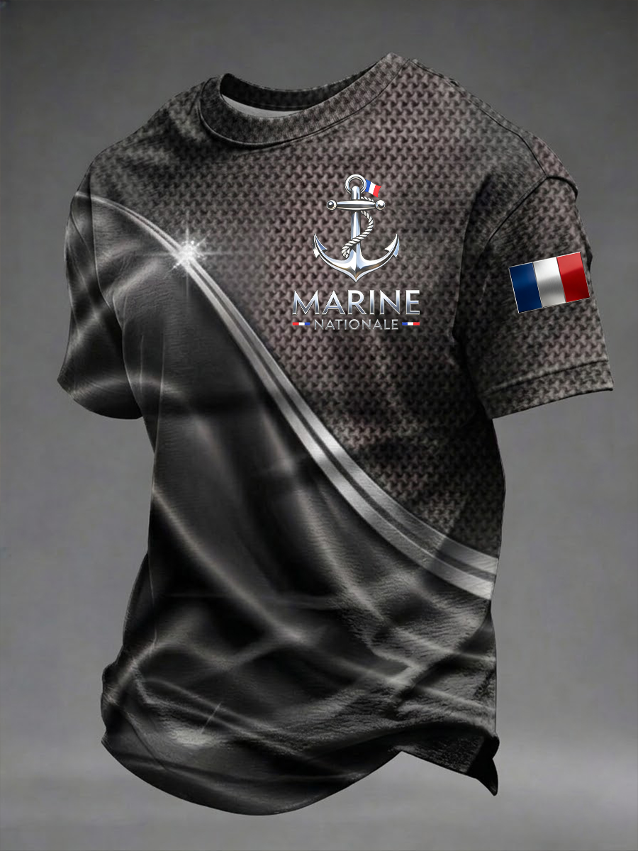 T-shirt à manches courtes Marine nationale pour hommes