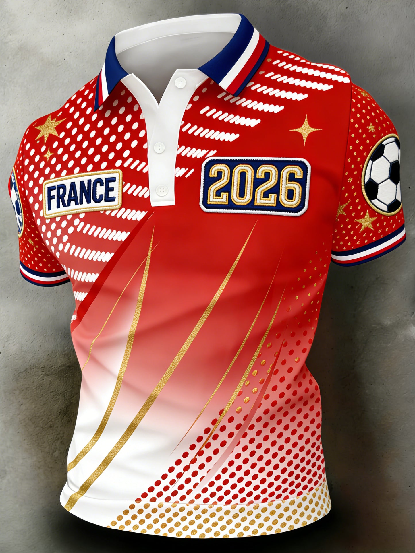Imprimé d’art pour fans de football français, polo pour hommes