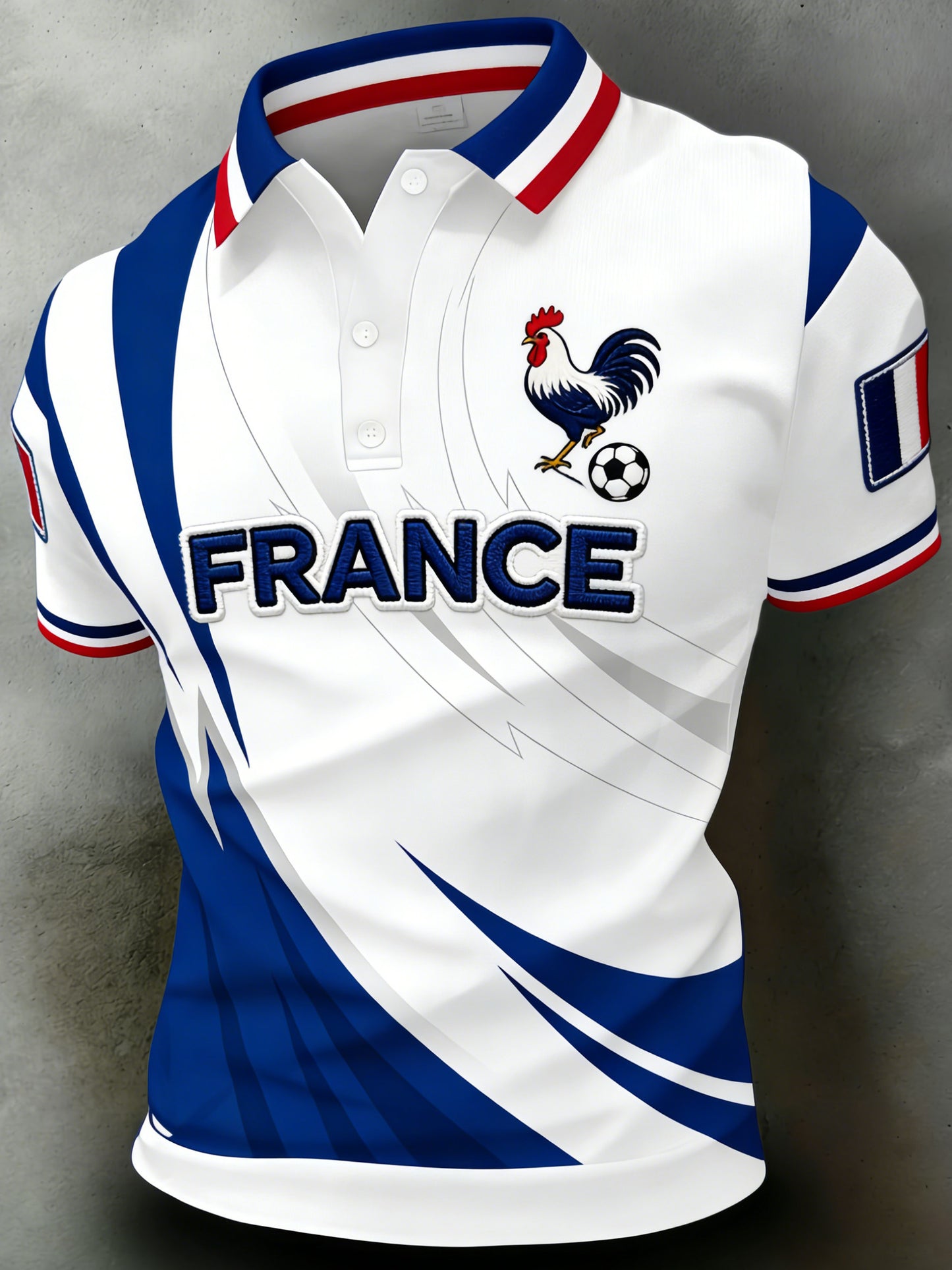 Imprimé d’art pour fans de football français, polo pour hommes