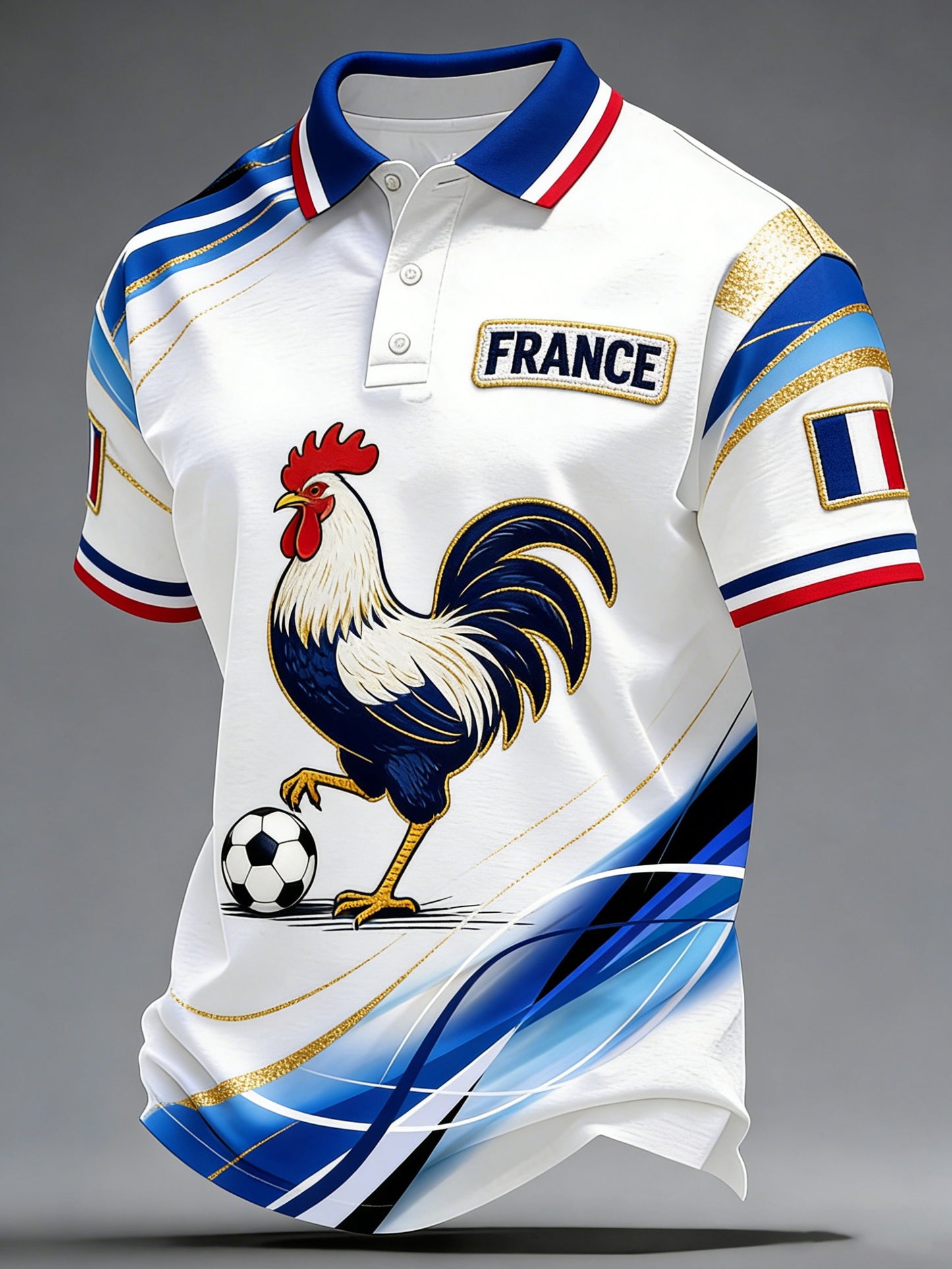Imprimé d’art pour fans de football français, polo pour hommes