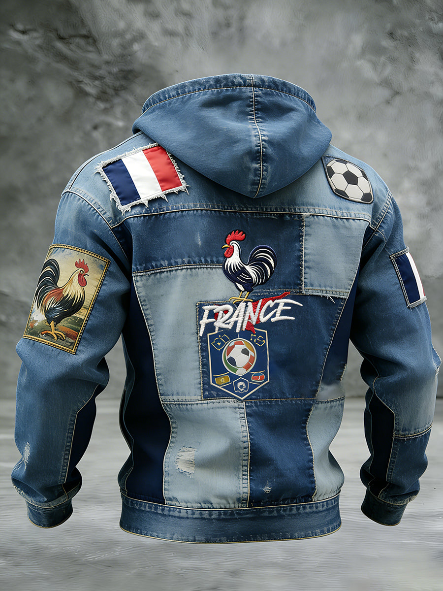 Affiche d’art rétro du football français Veste à capuche décontractée et confortable