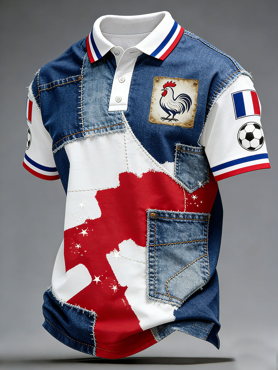 Affiche d'art rétro du football français, maillot décontracté