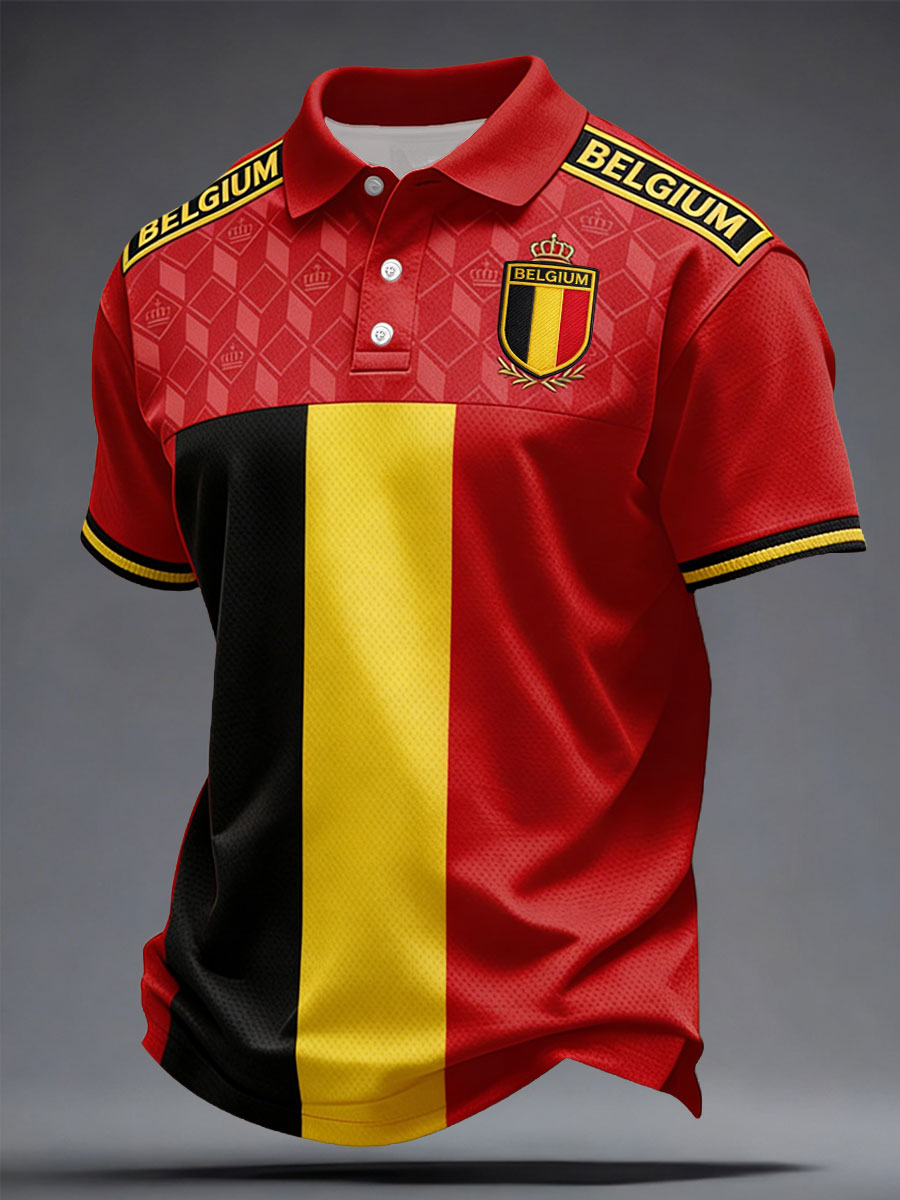 Tops décontractés imprimés pour amateurs de football belge, pour hommes