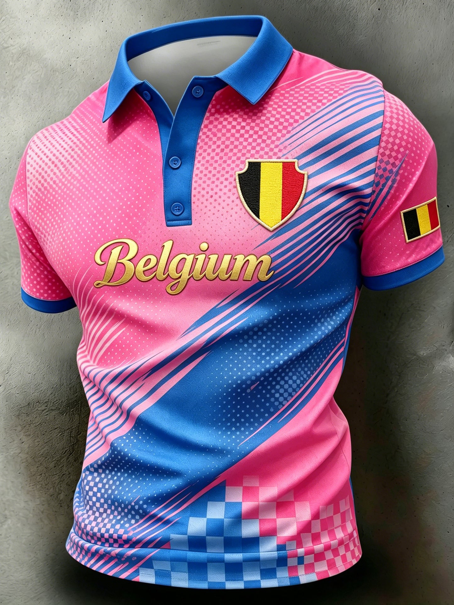 T-shirt polo pour fans avec impression artistique célébrant un match de football belge, pour hommes